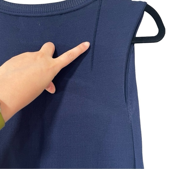 YIGAL AZROUEL A-line Mini Pleated Knit Navy Dress Sz 8 - Picture 6 of 8